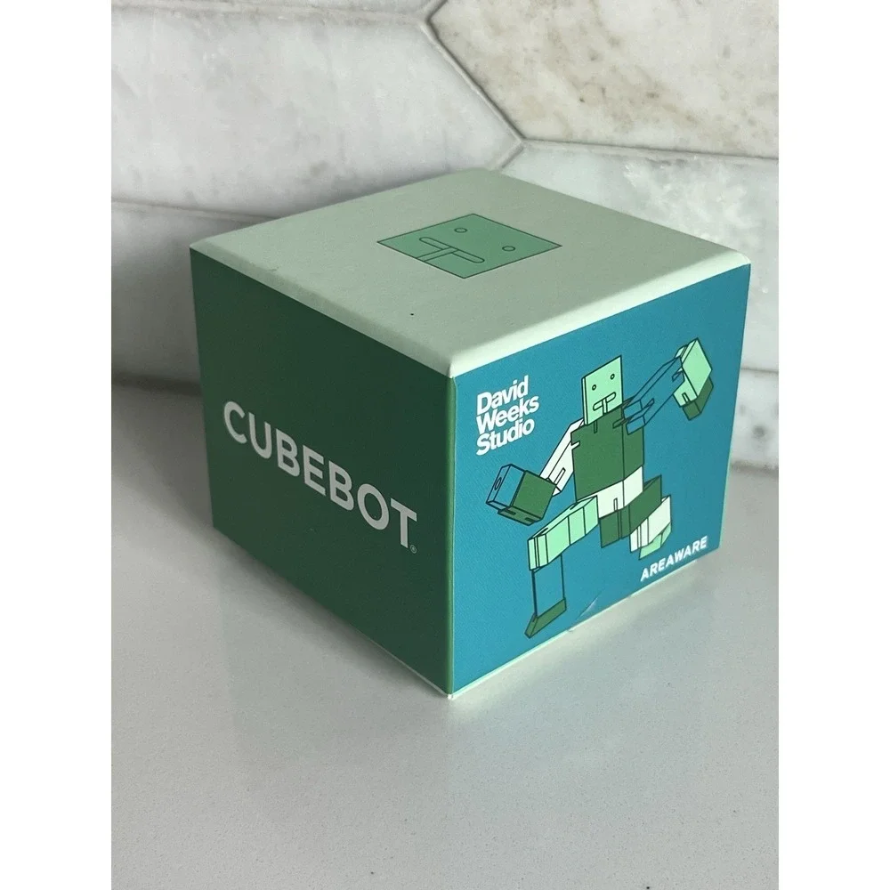 Areaware Small Cubebot Green Multi Color  Wood DWC22G